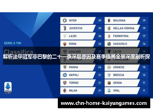 解析法甲冠军非巴黎的二十一条深层原因及赛季格局全景深度剖析探